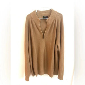 Nordstrom Mens Shop 1/4 Zip Sweater XXL Tan Ribbed Knit Minimalist Heavyweight